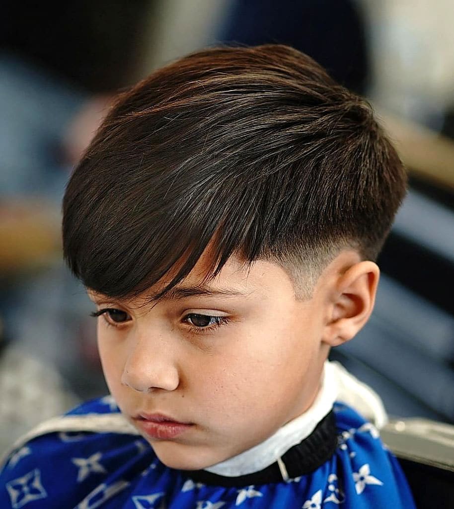 Boy Haircut Low Fade With Forward Combed Hair