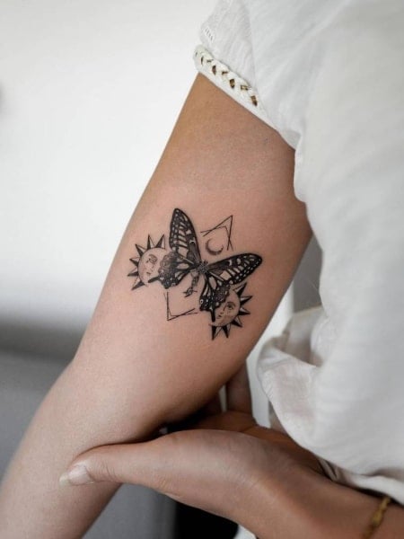 Butterfly Inner Arm Tattoo