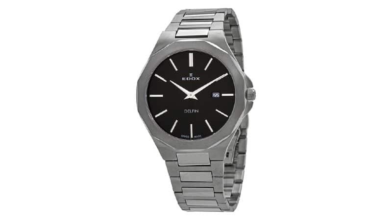 Edox Delfin Quartz Black Dial Men's Watch