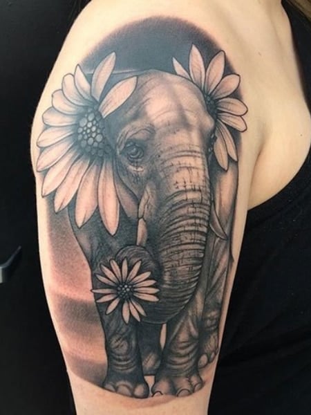 Elephant Upper Arm Tattoo