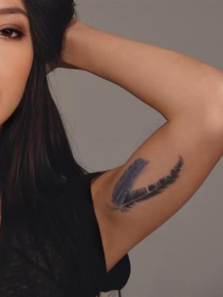 Feather Inner Arm Tattoo