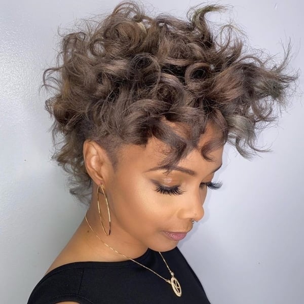 Feminine Curly Pixie Cut