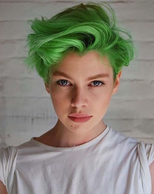 Short Haircut Green Pixie