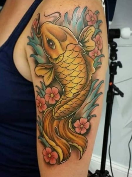 Koi Fish Upper Arm Tattoo