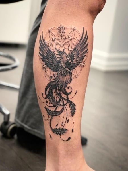 Leg Phoenix Tattoo