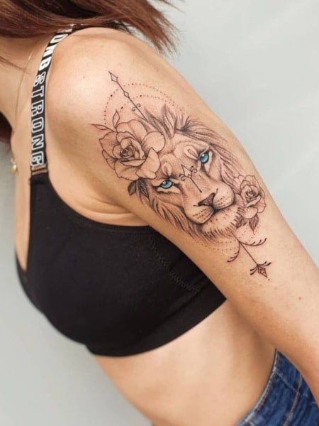 Lion Upper Arm Tattoo