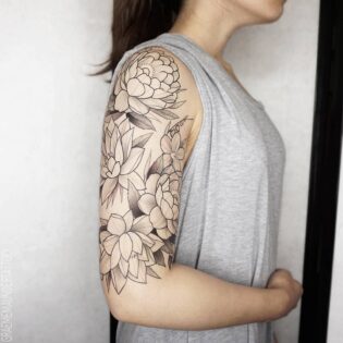 Lotus Half Sleeve Tattoo
