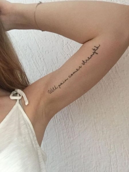 Female meaningful inner arm tattoos