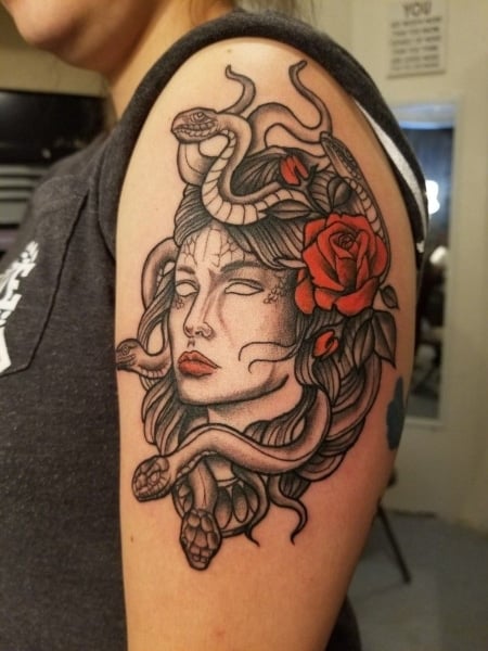 Medusa Upper Arm Tattoo