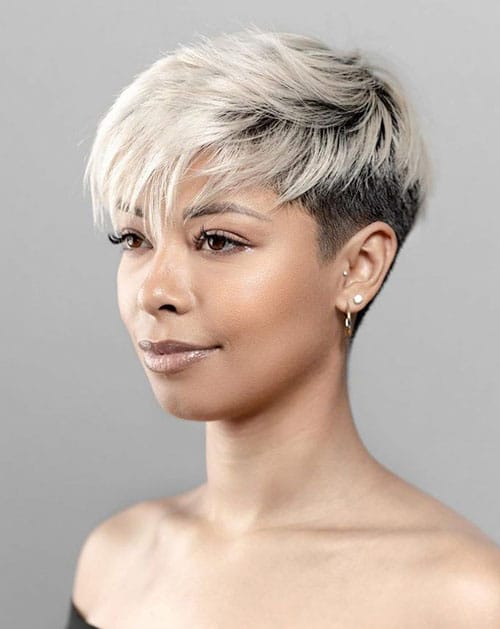 Pixie Cut With Bleached Hair At The Top