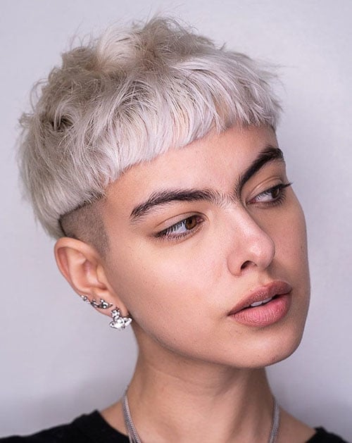 Platinum Blonde Bowl Cut short haircuts for women
