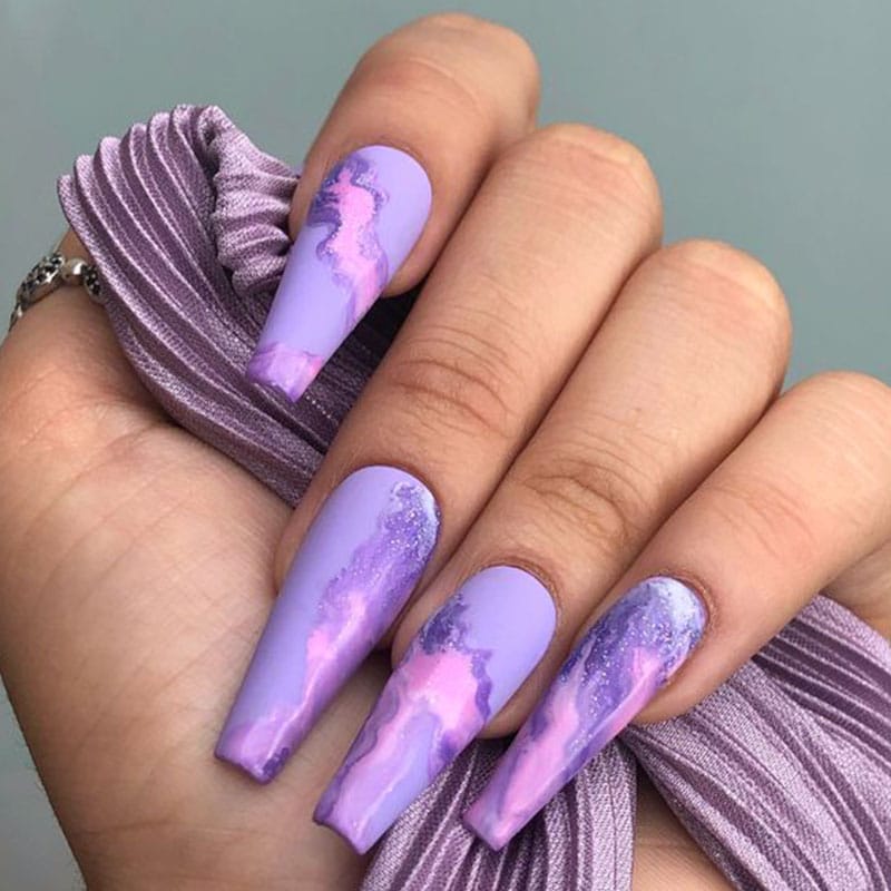 Purple Coffin Nails