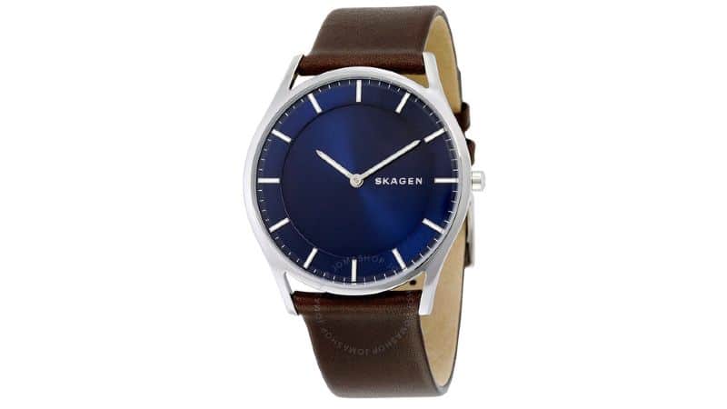 Skagen Holst Blue Dial Brown Leather Men's Watch