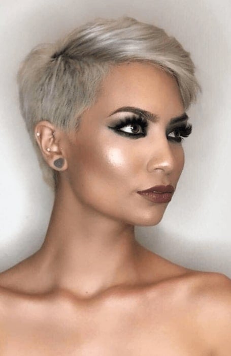 Image of Pixie with shaved sides oval face