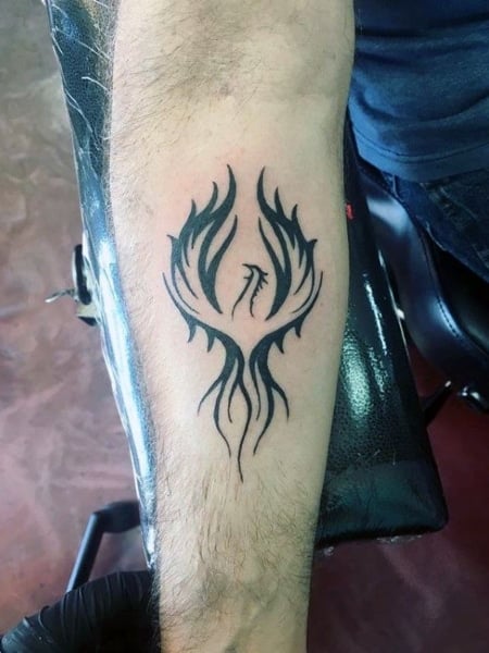 Simple Minimalist Phoenix Tattoo