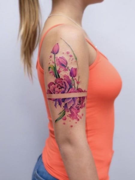 Watercolor Half Sleeve Tattoo