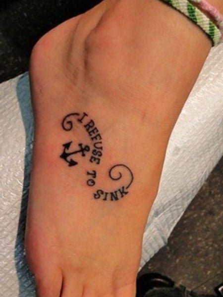 Anchor Foot Tattoo For Women