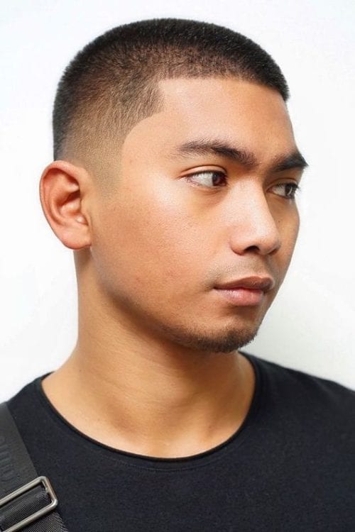 Image of Buzz Cut oval face hairstyles male asian