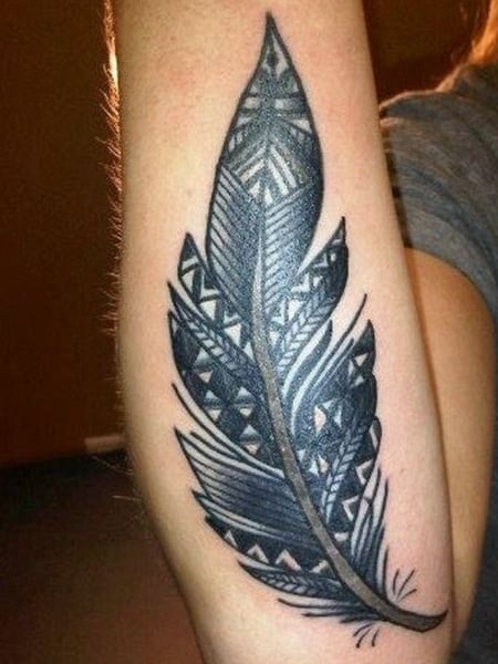 Aztec Feather Tattoo For Men