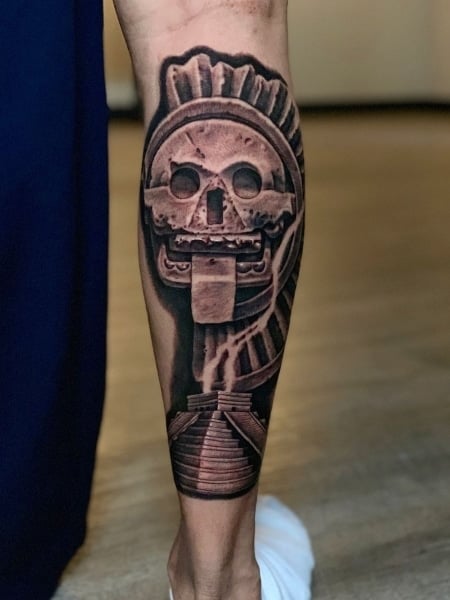 Aztec God Of Death Tattoo For Men