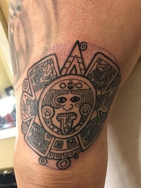 Aztec Knee Tattoo For Men