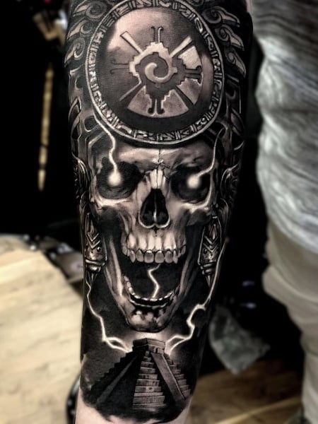 Aztec Skull Tattoo For Men