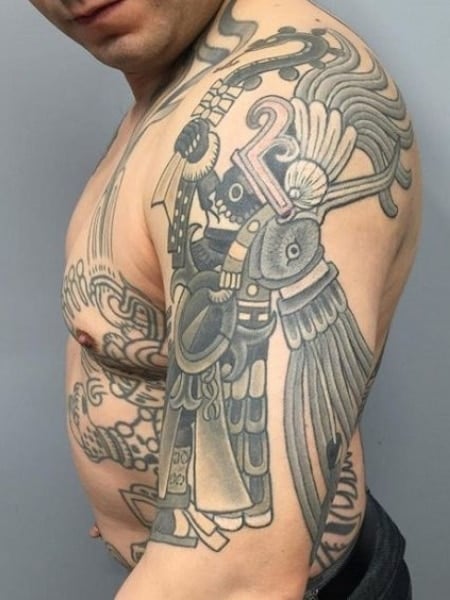 Aztec Sun God Tattoo For Men