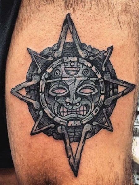 Aztec Sun Tattoo For Men 