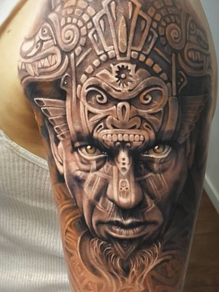 Aztec Warrior Tattoo For Men