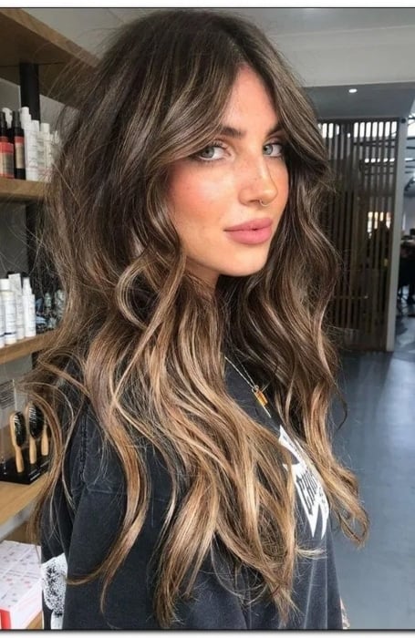 Balayage With Curtain Bangs