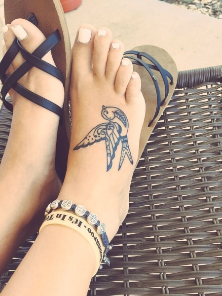 Bird Foot Tattoo for women