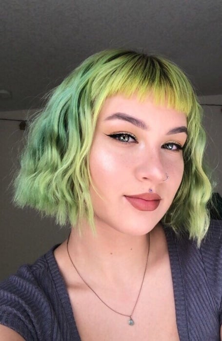 Bright Green Straight Across Bangs For Women