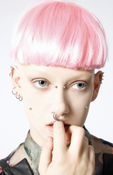 Bright Pink Bowl Cut For Women
