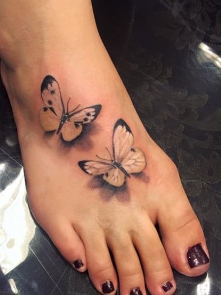 Butterfly Foot Tattoo For Women