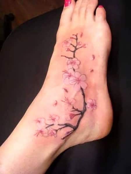 Cherry Blossom Foot Tattoo