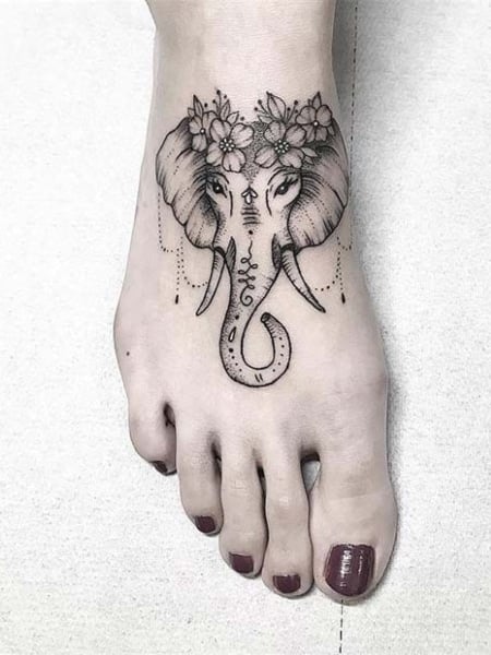 Elephant Foot Tattoo For Women