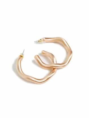 Gold Wavy Hoop Earrings