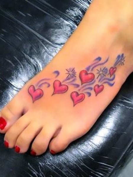 Heart Tattoo On Foot For Women