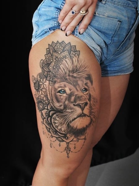 Lion Mandala Tattoo For Women