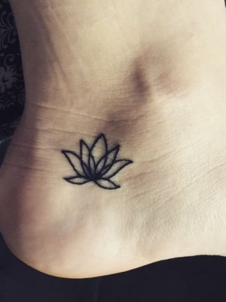 Lotus Flower Foot Tattoo For Women