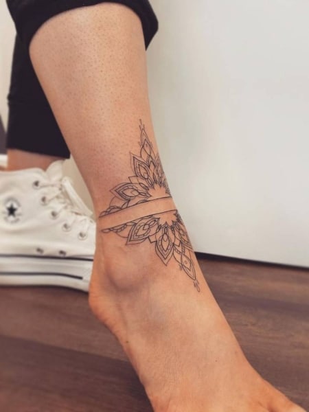 Mandala Ankle Tattoo For Women