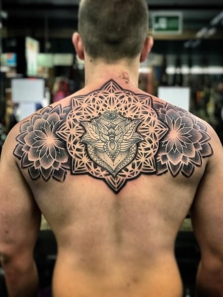 Mandala Back Tattoo For Men