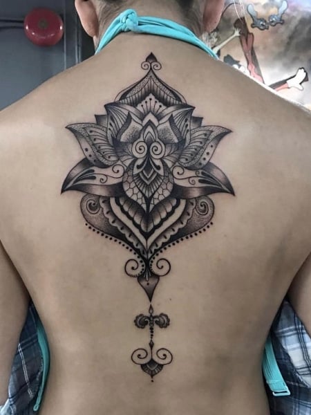 Mandala Back Tattoo For Women