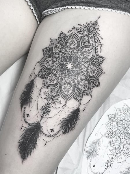 Mandala Dreamcatcher Tattoo For Women