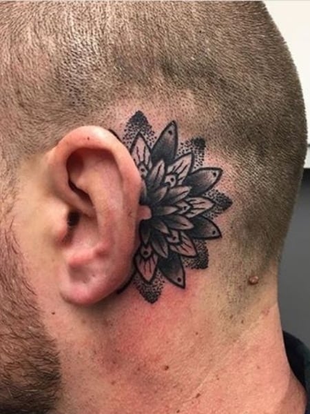 Mandala Ear Tattoo For Men