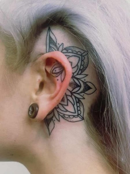 Mandala Ear Tattoo For Women