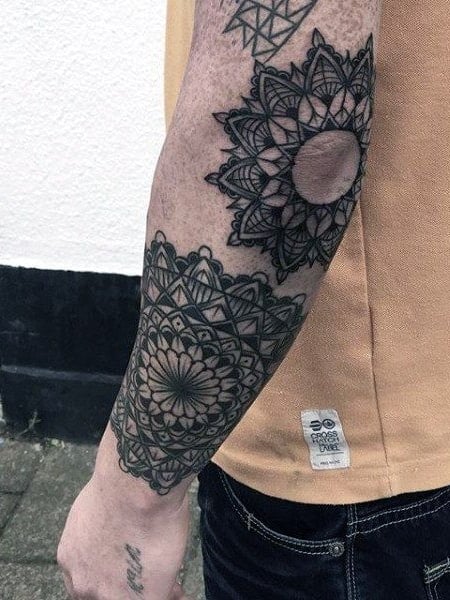 Mandala Elbow Tattoo For Men