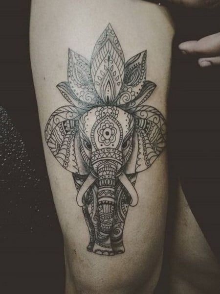 Mandala Elephant Tattoo For Women