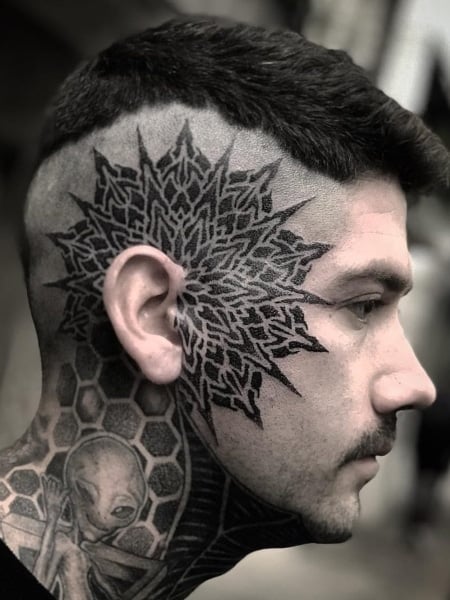Mandala Face Tattoo For Men