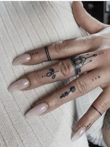 Mandala Finger Tattoo